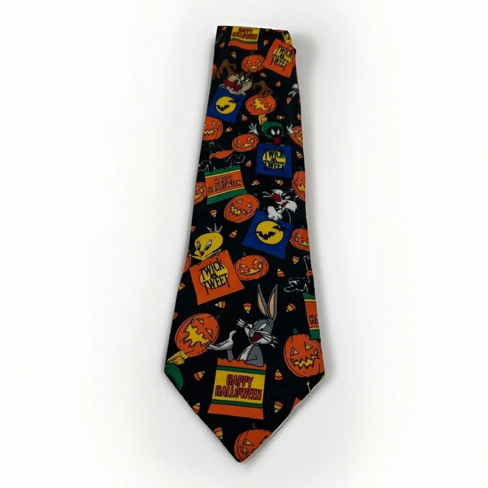 Vintage 1996 Looney Tunes Mania Halloween Tie Bugs Bunny Taz Warner‎ Bros